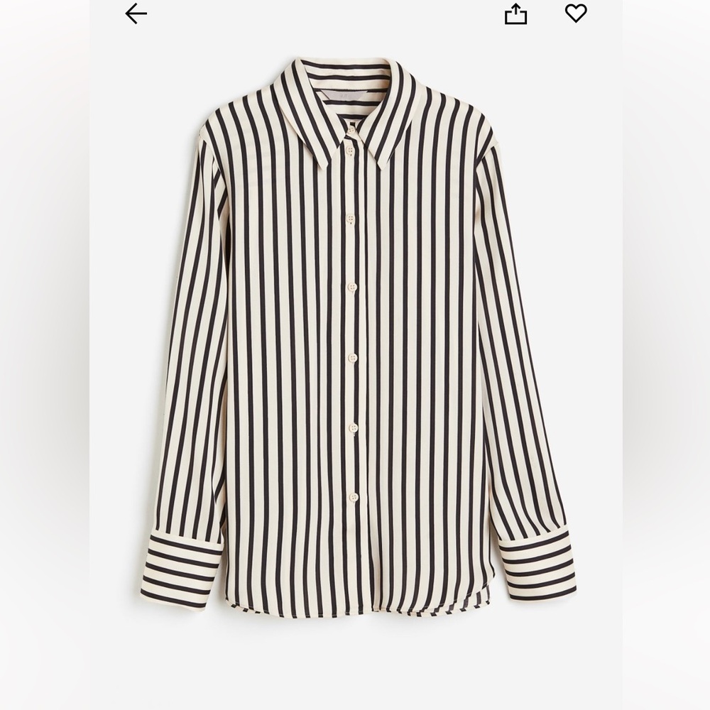 H&M Striped Black&White Business Casual Polyester Button Down Size Small